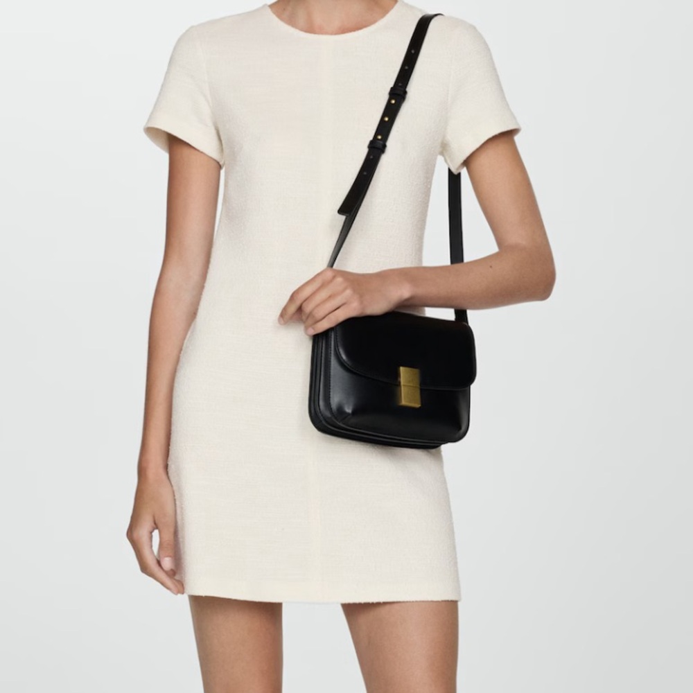 Short tweed off -white dress